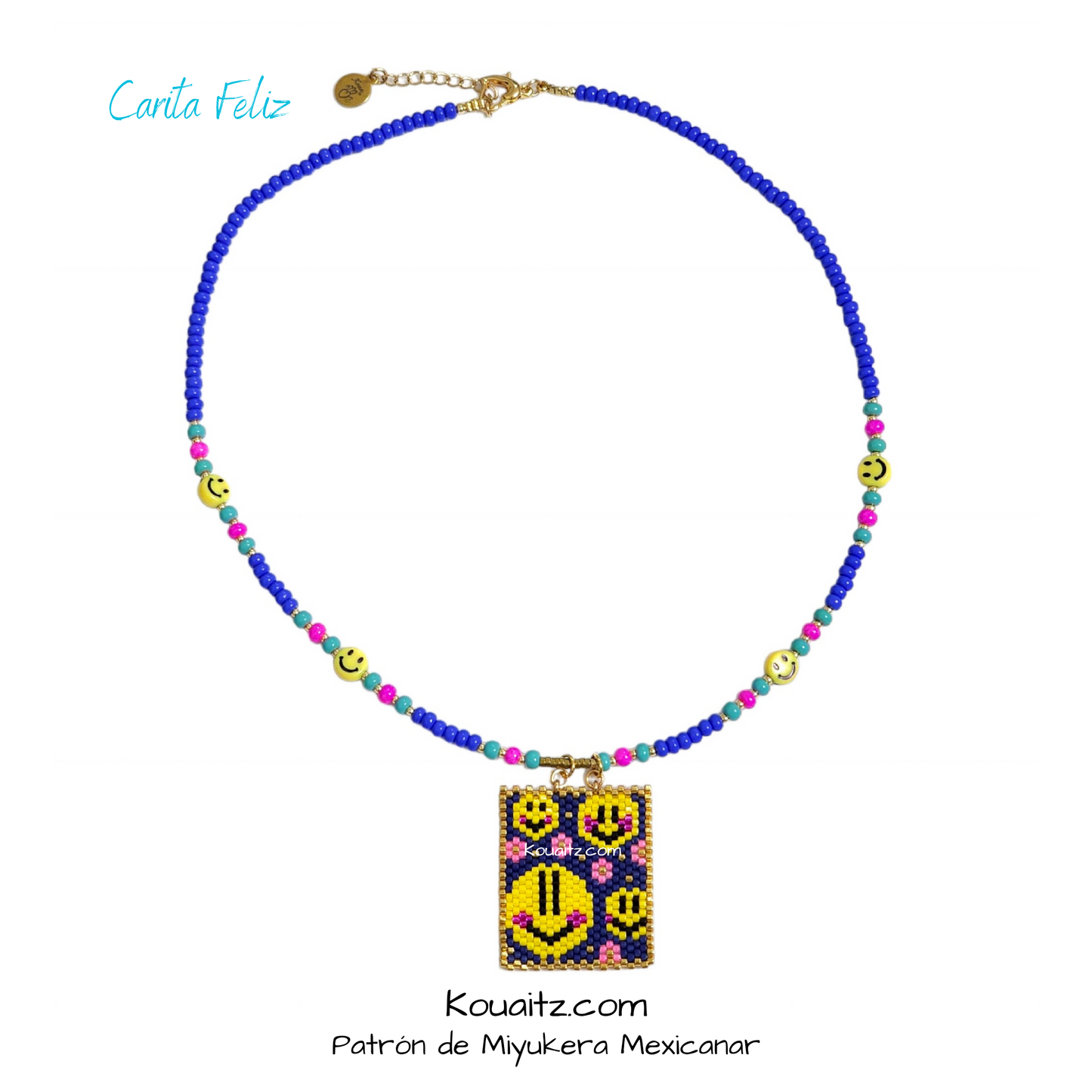 Pulsera Miyuki artesanal Hecho a mano en Mexico Frases Positivas Joyeria artesanal, handmade happy face