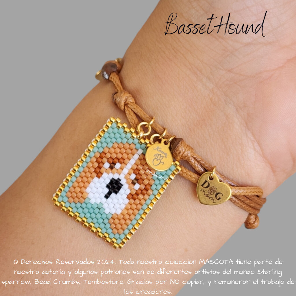 Bassethound Pulsera o Collar, Llavero, Collar o Kit