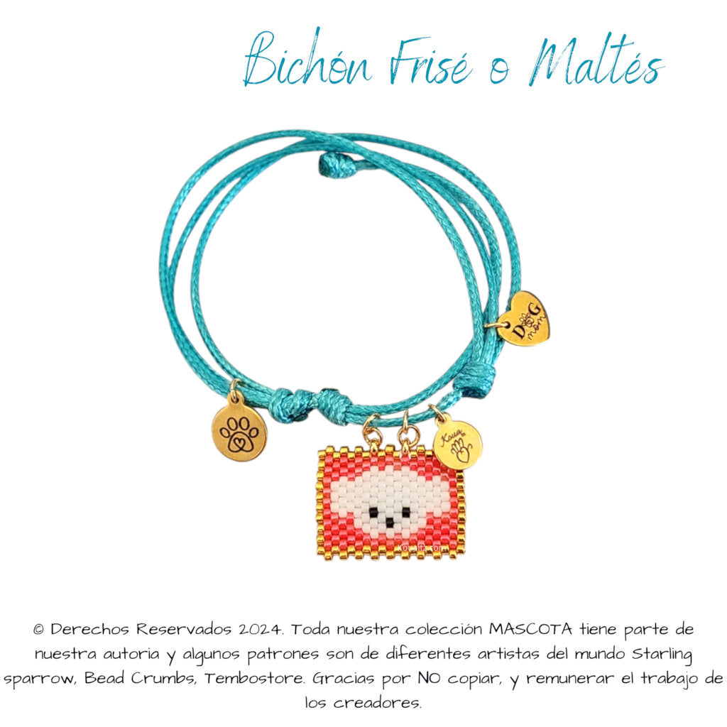 Bichón Frise o Maltés Pulsera, Llavero, Collar o Kit