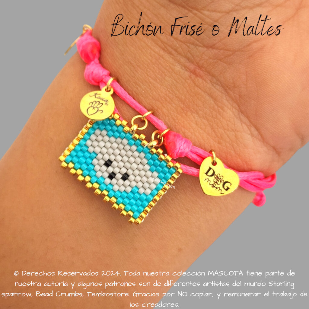 Bichón Frise o Maltés Pulsera, Llavero, Collar o Kit