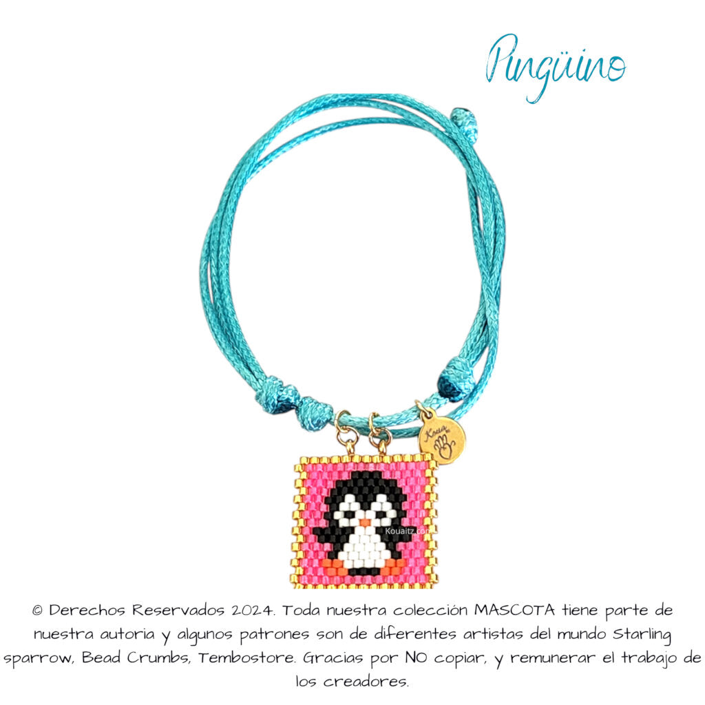 Pingüino Pulsera, Llavero, Collar o Kit