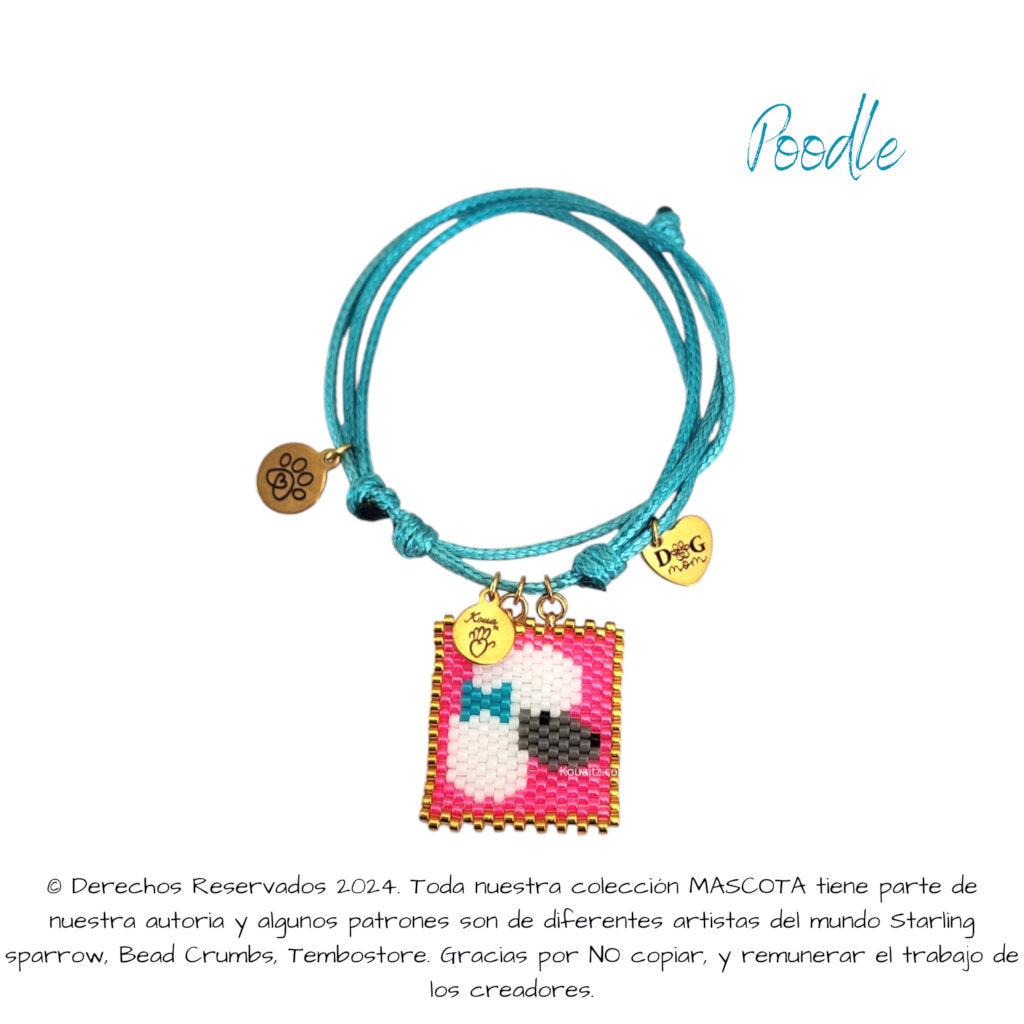 Poodle Blanco Pulsera, Llavero, Collar o Kit