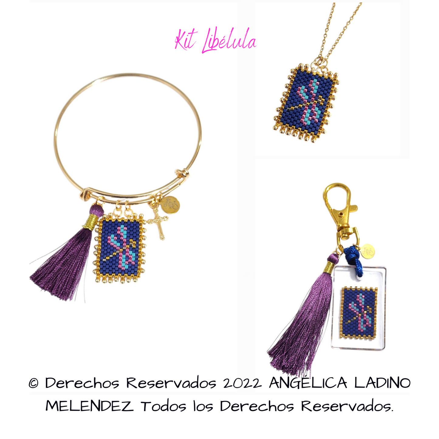 Kit Libélula Pulsera, collar y llavero