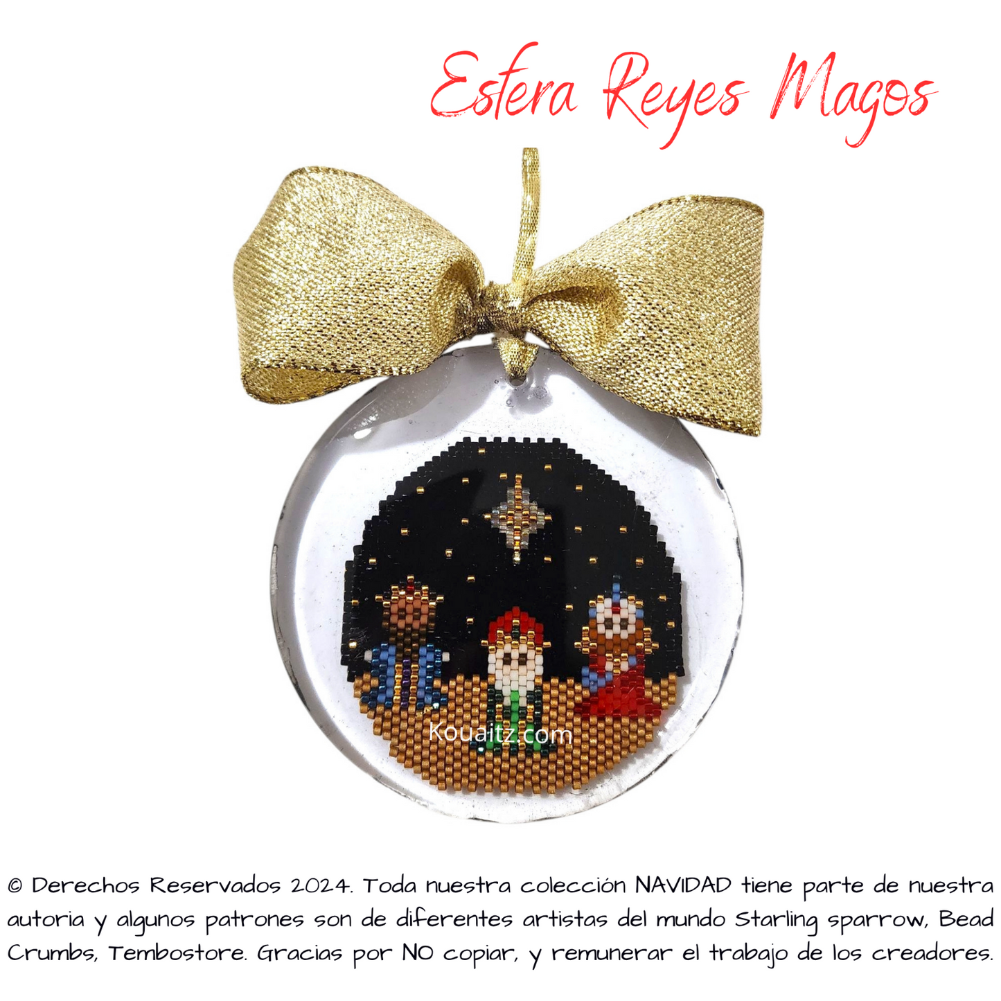 Esferas Navideñas Artesanales Nacimiento y Reyes Magos Miyuki encapsulada en resina | Koua Itz 🎁