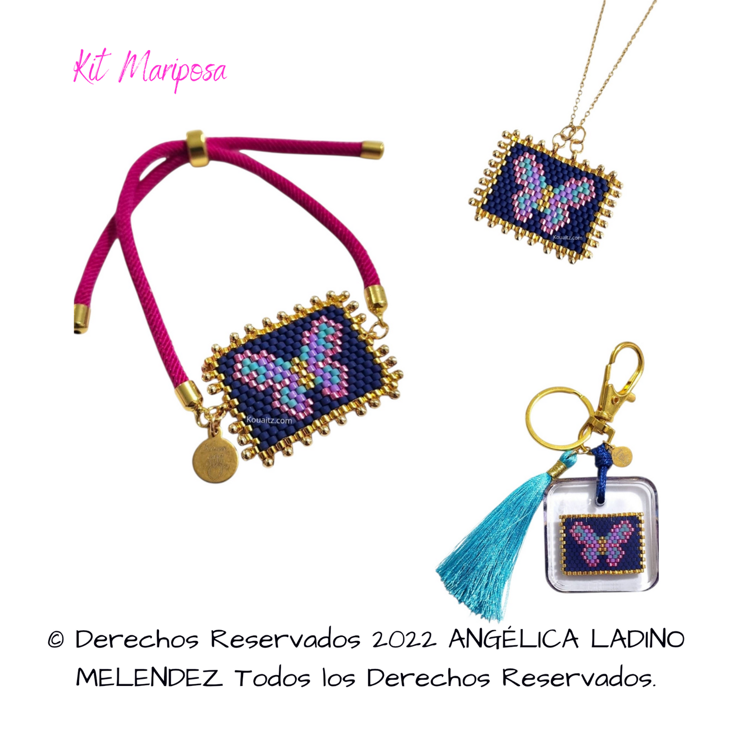 Kit Mariposa Pulsera, collar y llavero