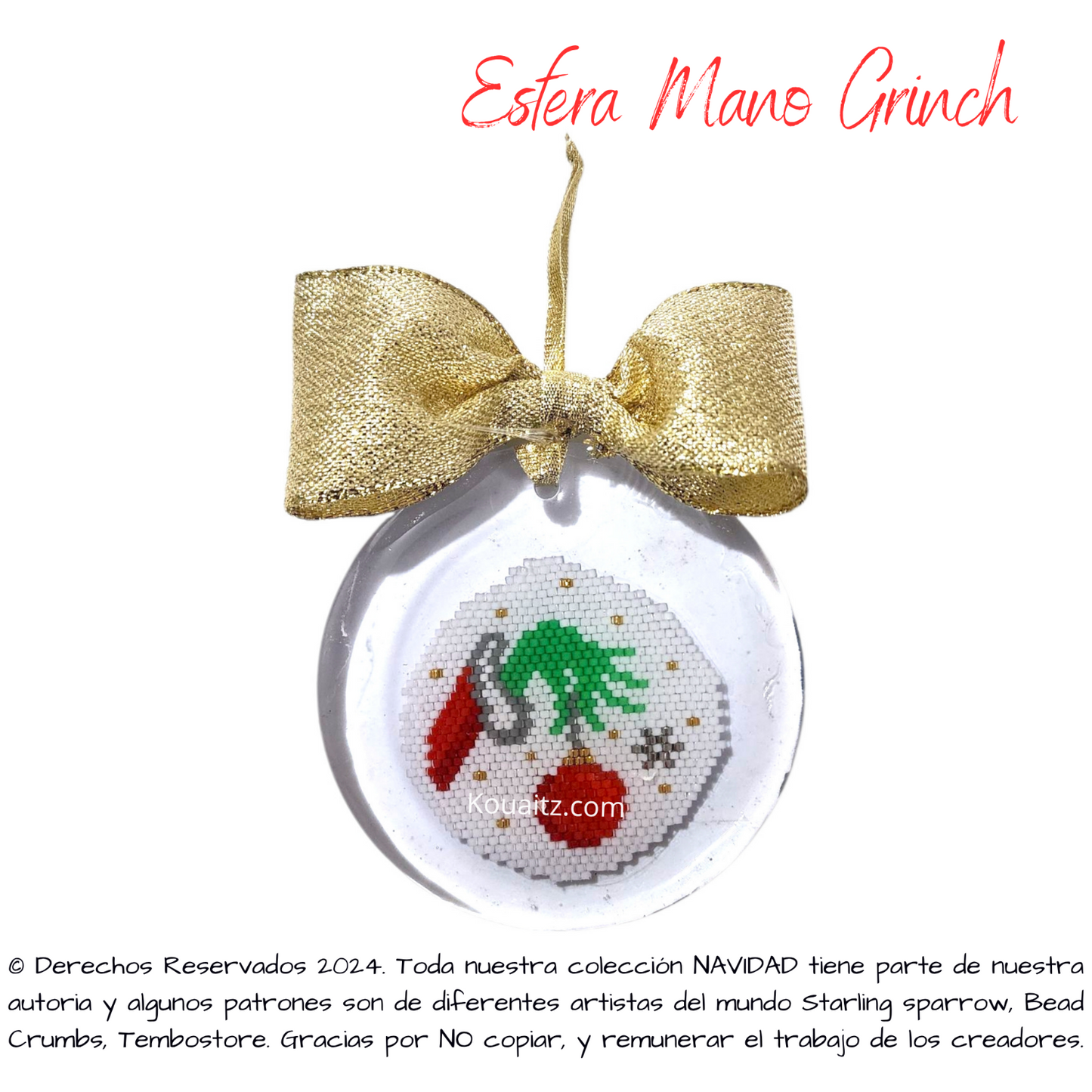 Esferas Navideñas Artesanales Grinch con Delica Miyuki encapsulada en resina | Koua Itz 🎁