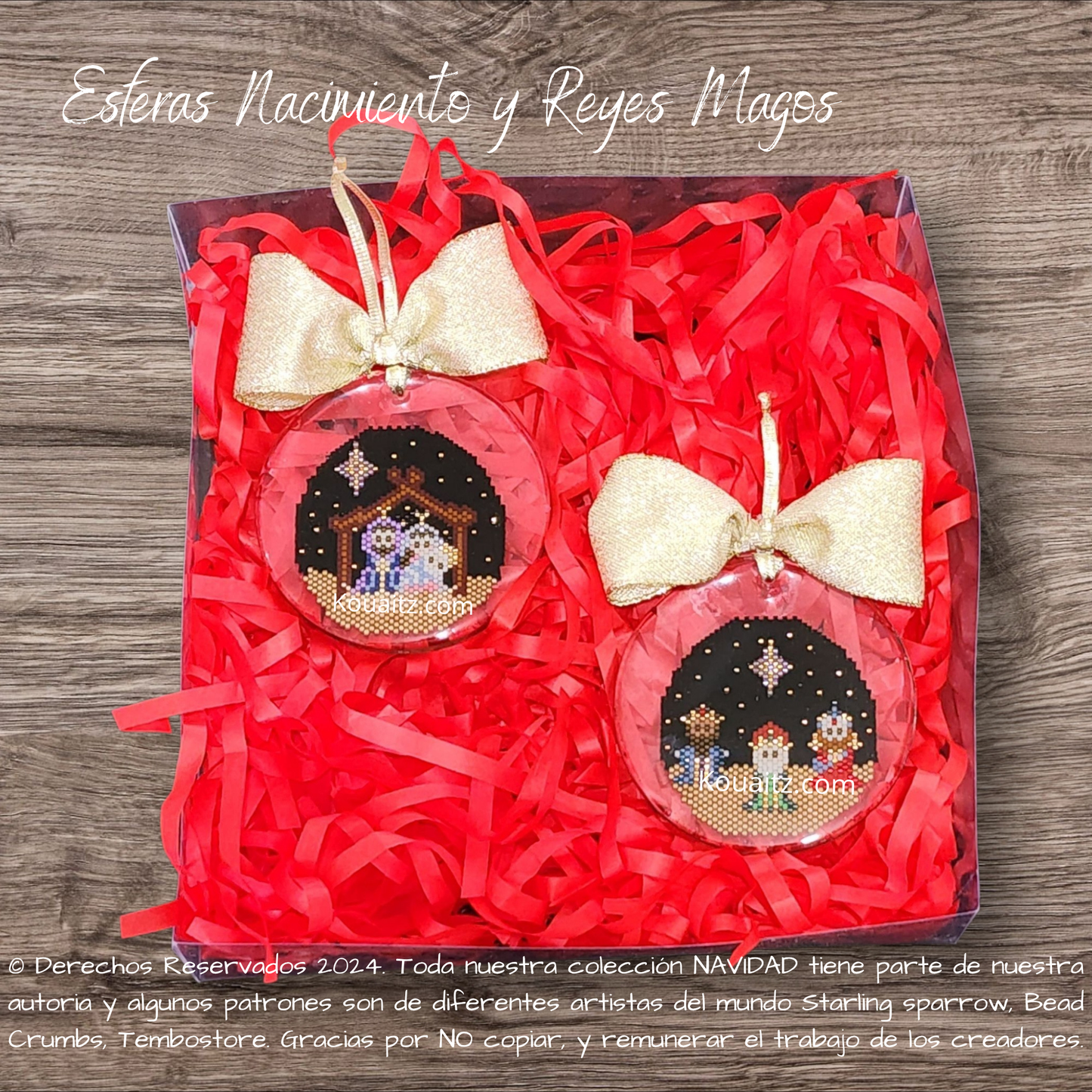 Esferas Navideñas Artesanales Nacimiento y Reyes Magos Miyuki encapsulada en resina | Koua Itz 🎁