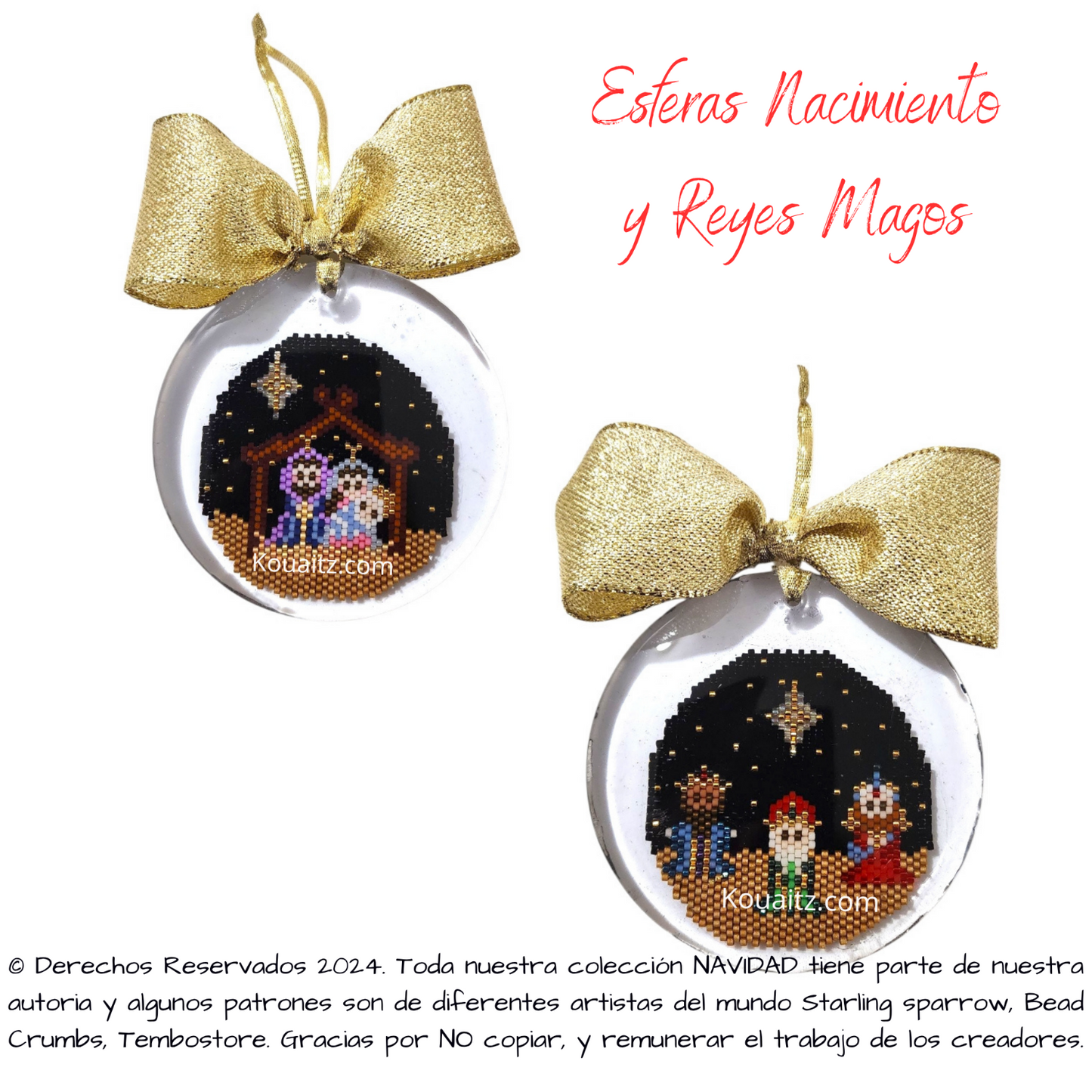 Esferas Navideñas Artesanales Nacimiento y Reyes Magos Miyuki encapsulada en resina | Koua Itz 🎁