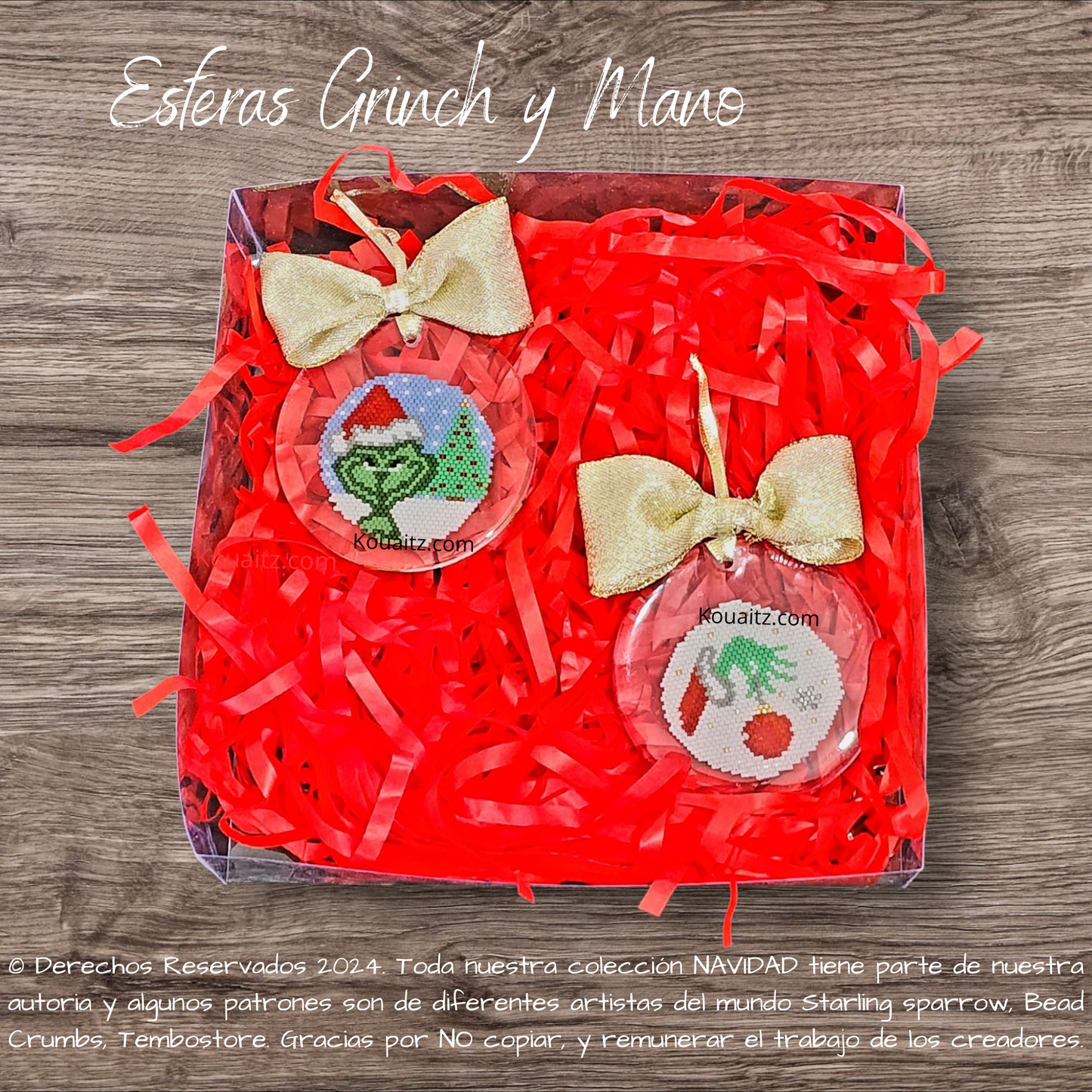 Esferas Navideñas Artesanales Grinch con Delica Miyuki encapsulada en resina | Koua Itz 🎁
