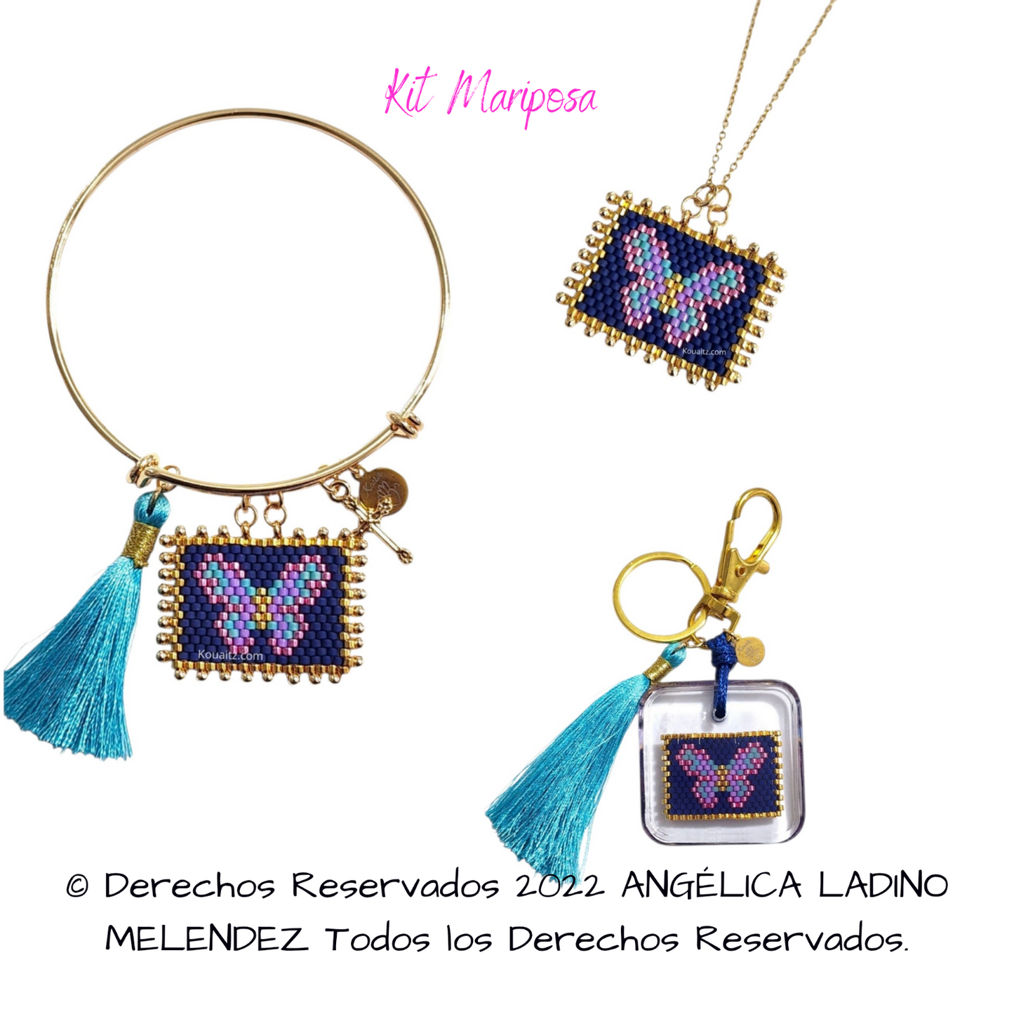 Kit Mariposa Pulsera, collar y llavero