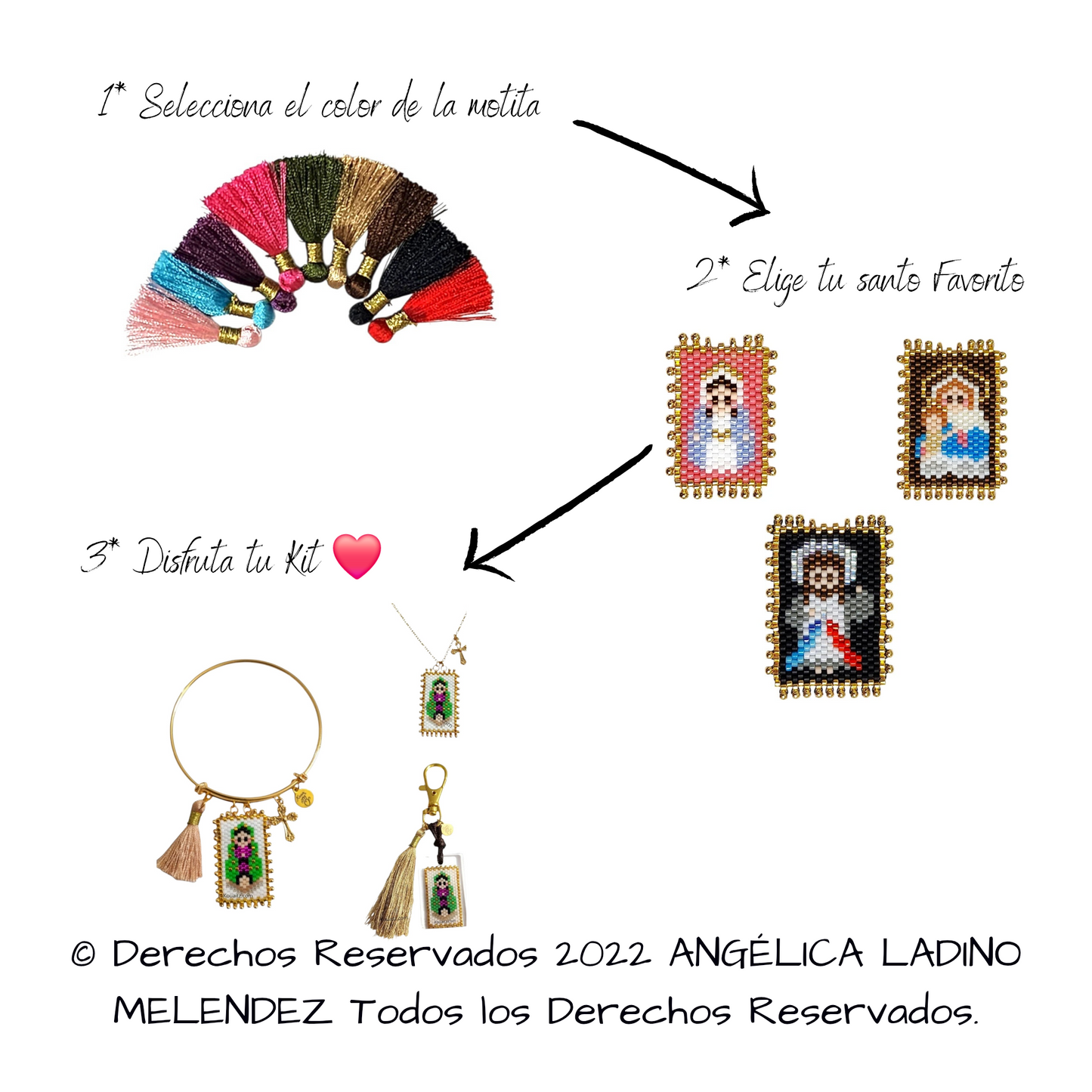 Kit Santitos Pulsera Dorada + Llavero + Collar