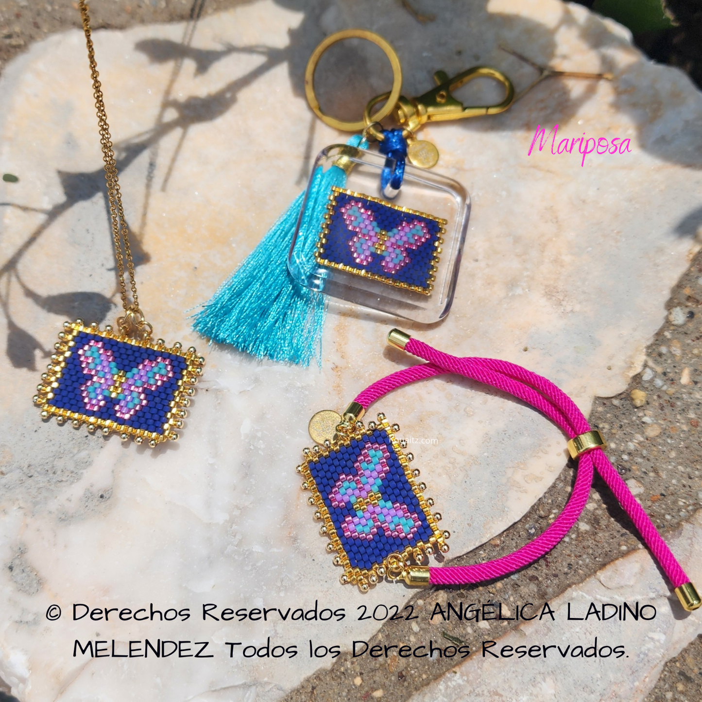 Kit Mariposa Pulsera, collar y llavero