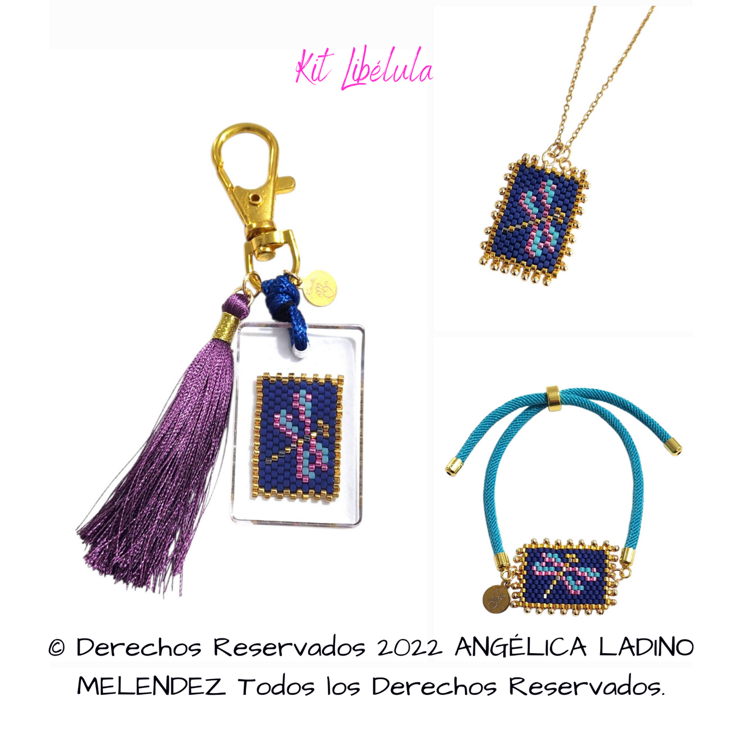 Kit Libélula Pulsera, collar y llavero