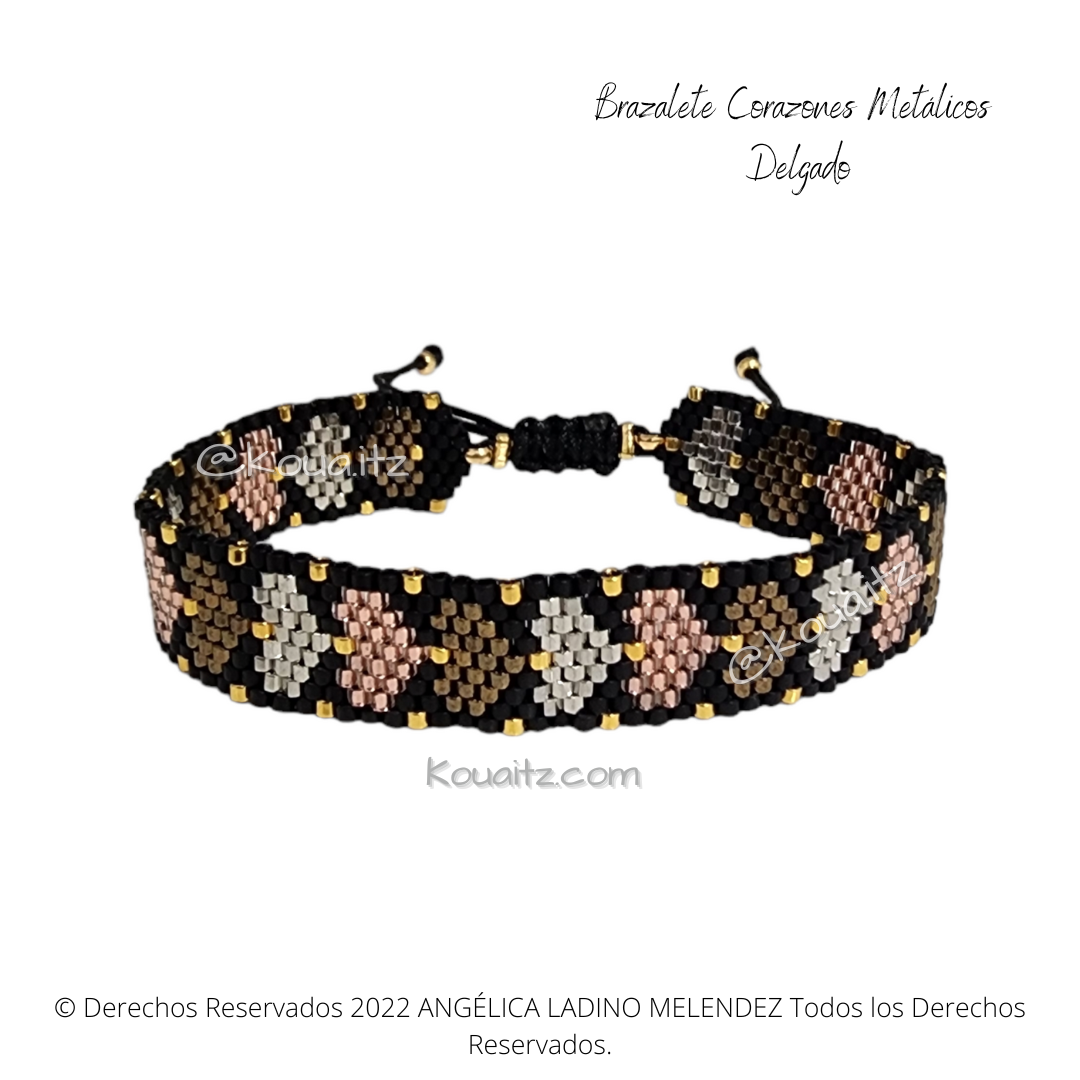 Brazalete Corazones Colores Miyuki Delgado