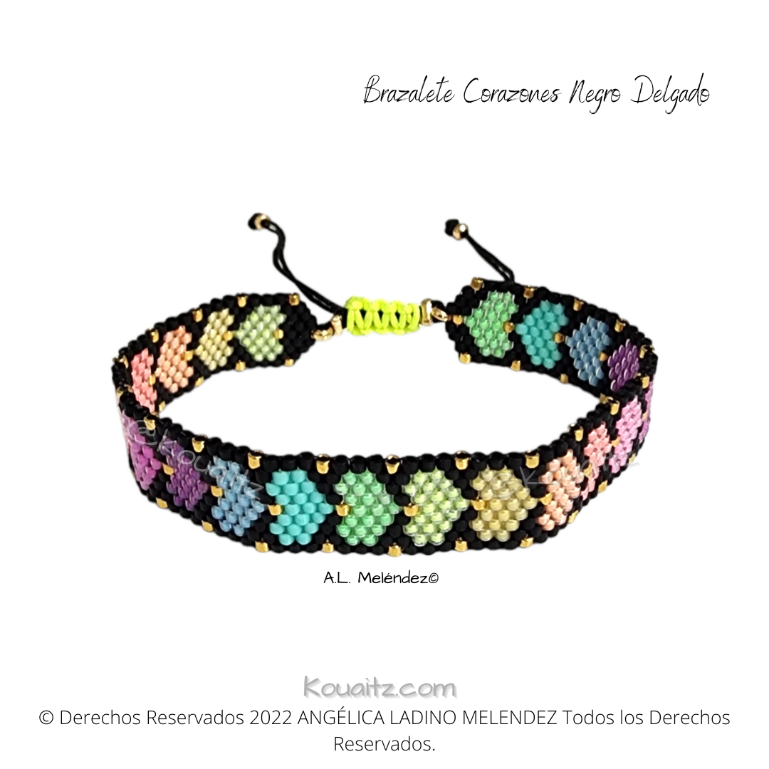 Brazalete Corazones Colores Miyuki Delgado