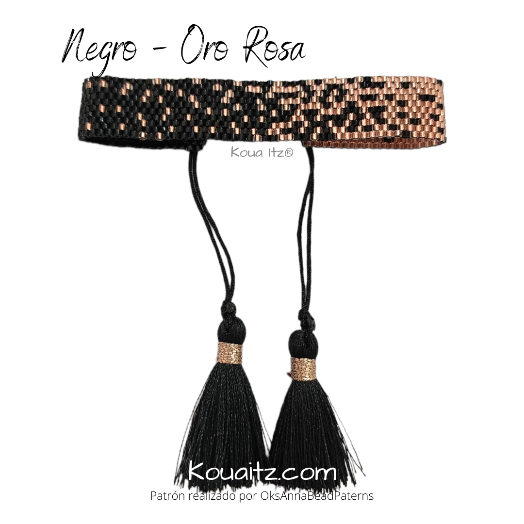 Brazalete Negro oro rosa Miyuki Artesanal