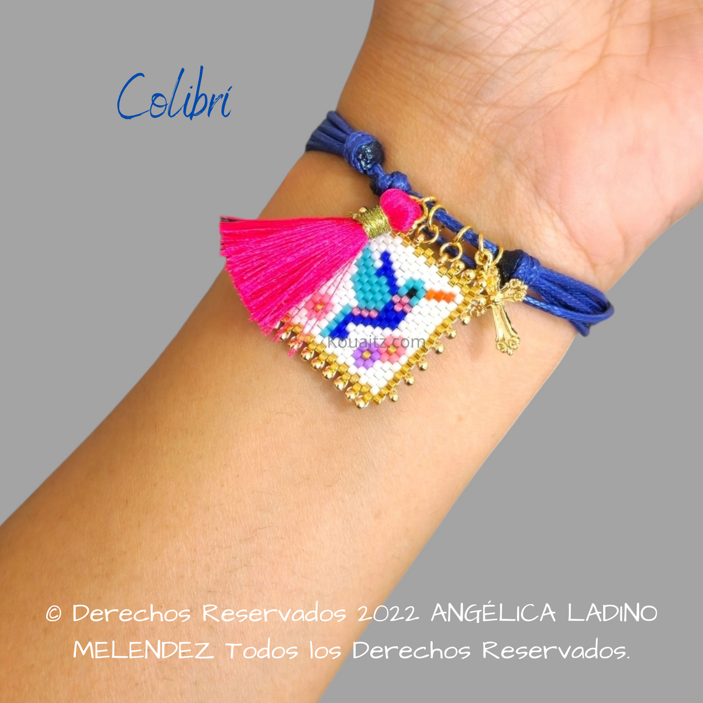 Pulsera Joyería Religiosa, Escapulario Colibrí Hecho a Mano Hecho en México