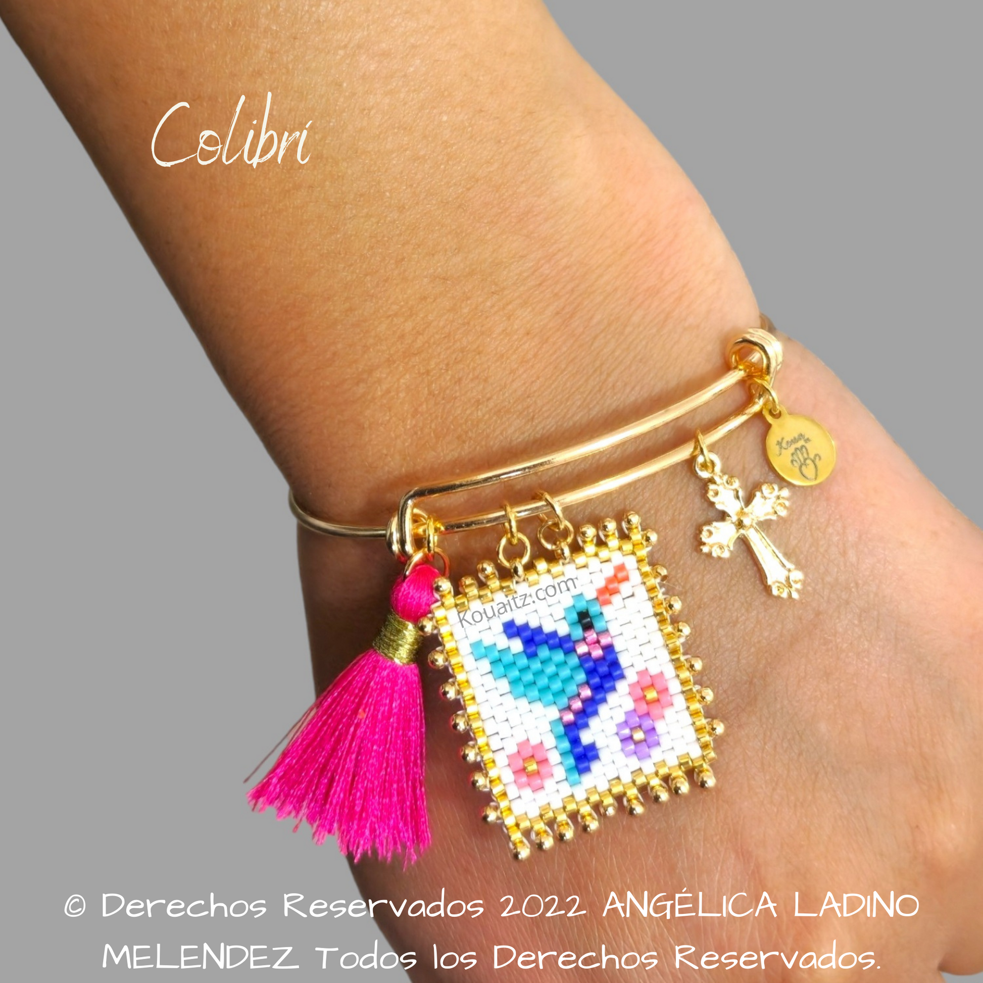 Pulsera Joyería Religiosa, Escapulario Colibrí Hecho a Mano Hecho en México