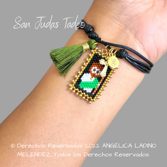 Pulsera Joyería Religiosa, Escapulario San Judas Tadeo Hecho a Mano Hecho en México