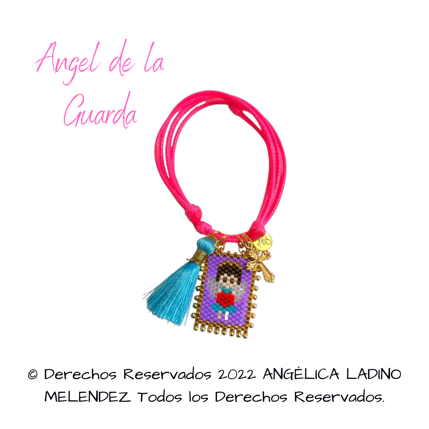 Pulsera Joyería Religiosa, Escapulario Angel de la Guarda Hecho a Mano Hecho en México