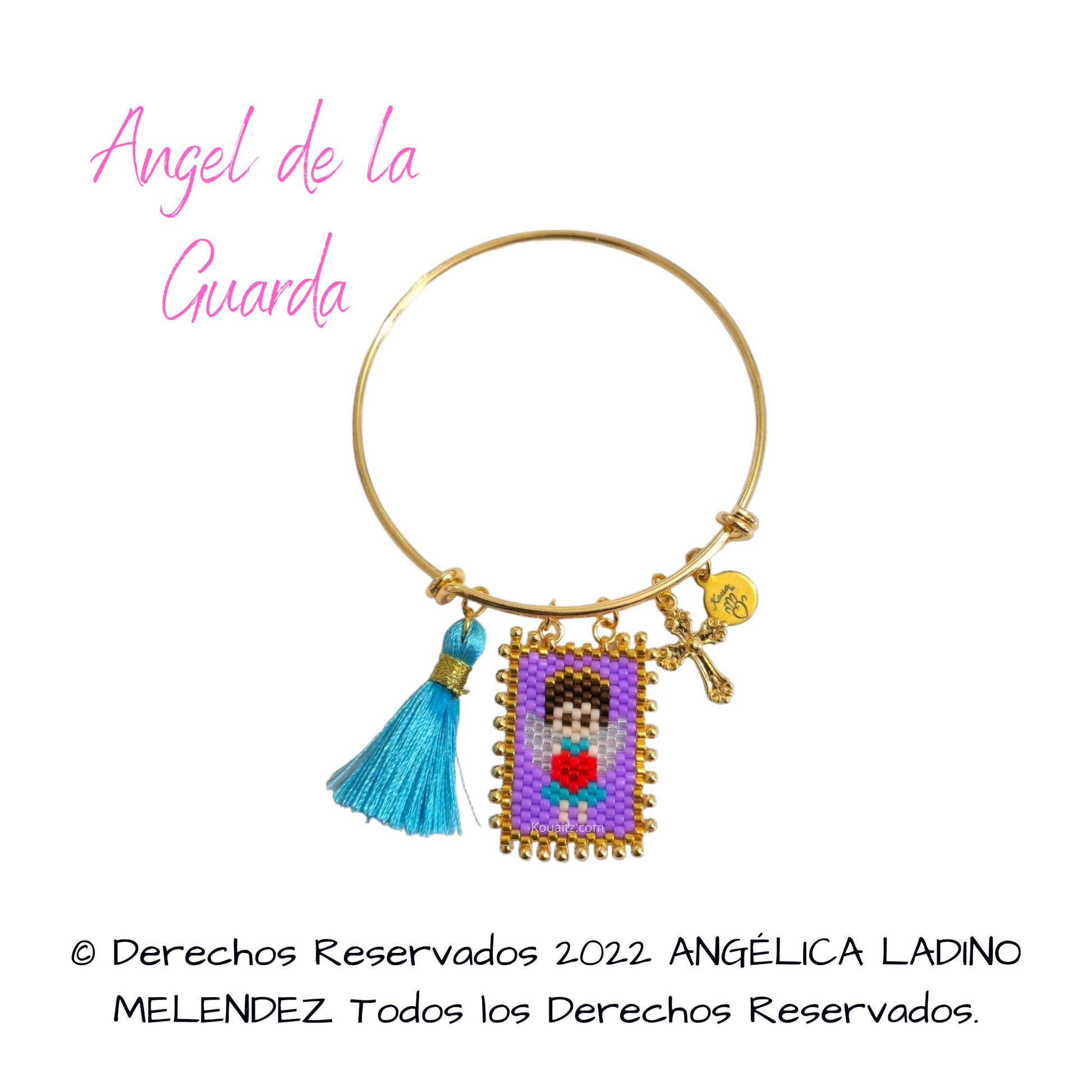 Pulsera Joyería Religiosa, Escapulario Angel de la Guarda Hecho a Mano Hecho en México