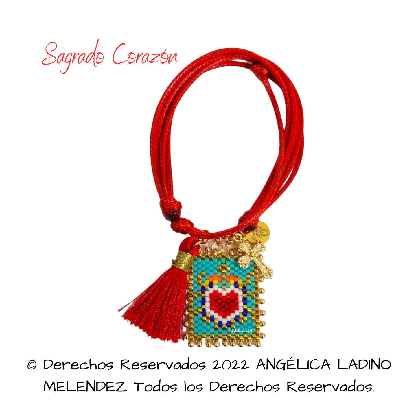 Pulsera Joyería Religiosa, Escapulario Sagrado Corazón Hecho a Mano Hecho en México