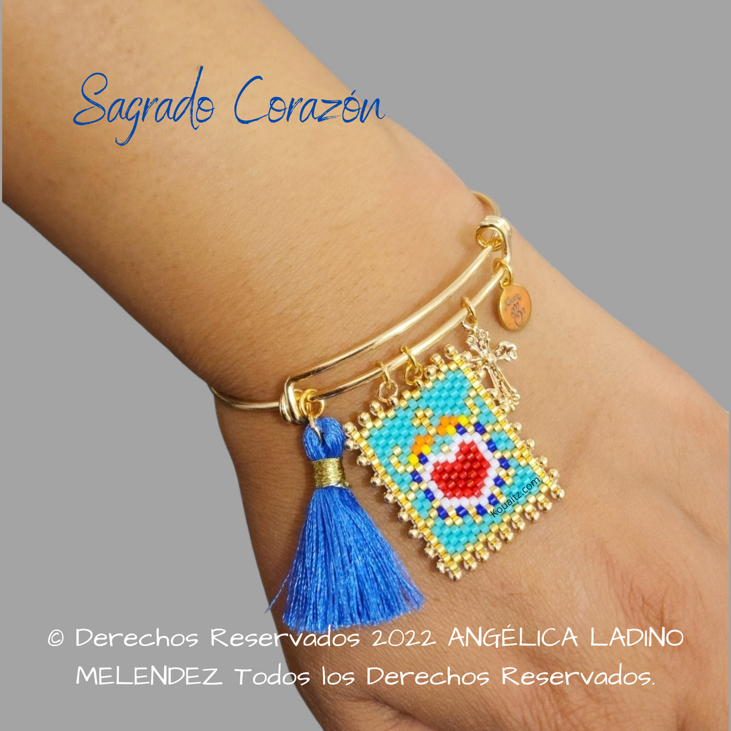 Pulsera Joyería Religiosa, Escapulario Sagrado Corazón Hecho a Mano Hecho en México