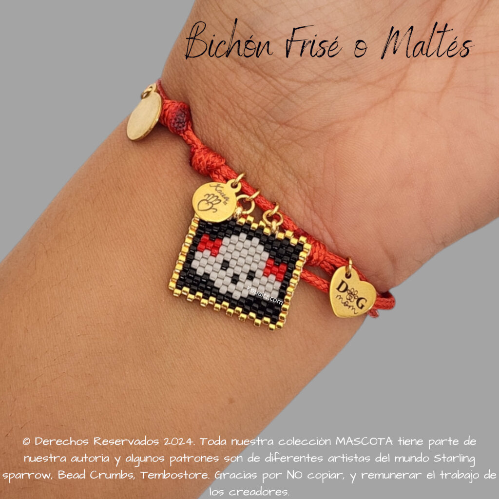 Bichón Frise o Maltés con moños Pulsera