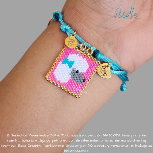 Poodle Blanco Pulsera, Llavero, Collar o Kit