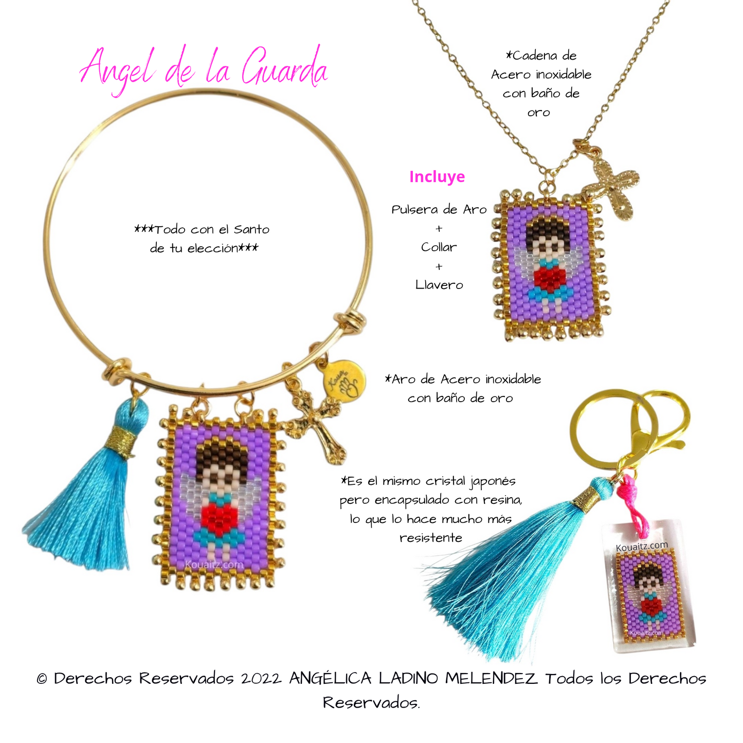 Ángel de la Guarda Pulsera, Llavero, Collar o Kit