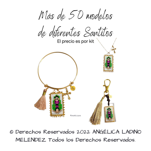 Kit Santitos Pulsera Dorada + Llavero + Collar