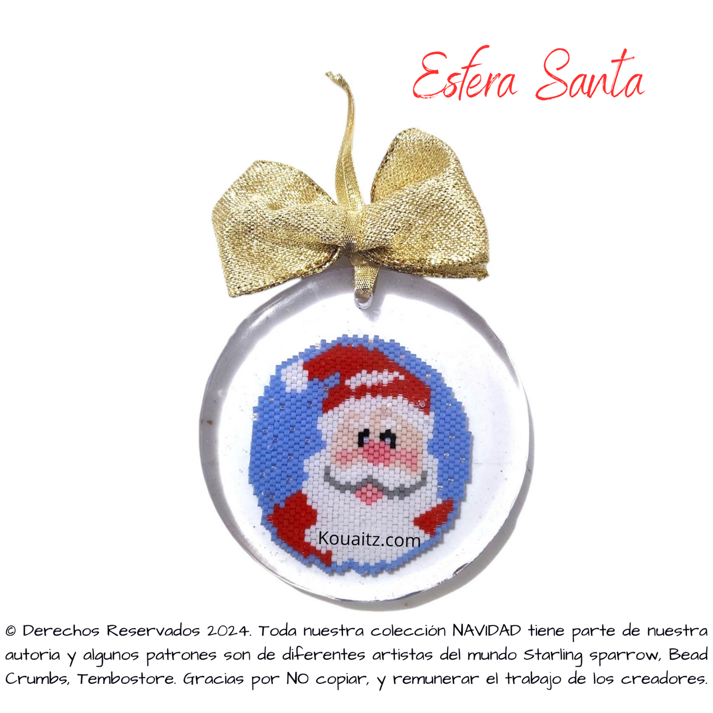 Esferas Navideñas Artesanales Santa y Reno con Delica Miyuki encapsulada en resina | Koua Itz 🎁