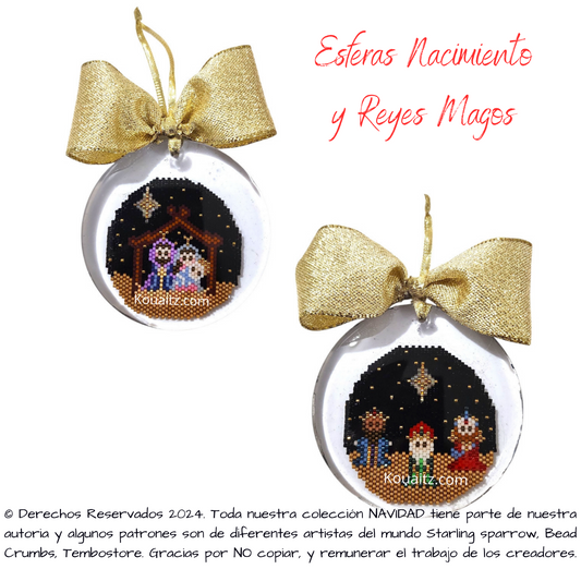 Esferas Navideñas Artesanales  Nacimiento y Reyes Magos Miyuki encapsulada en resina | Koua Itz 🎁