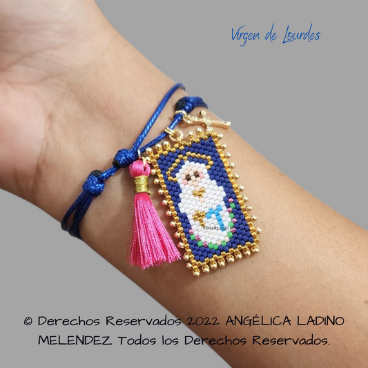 Virgen de Lourdes Pulsera, Llavero, Collar o Kit