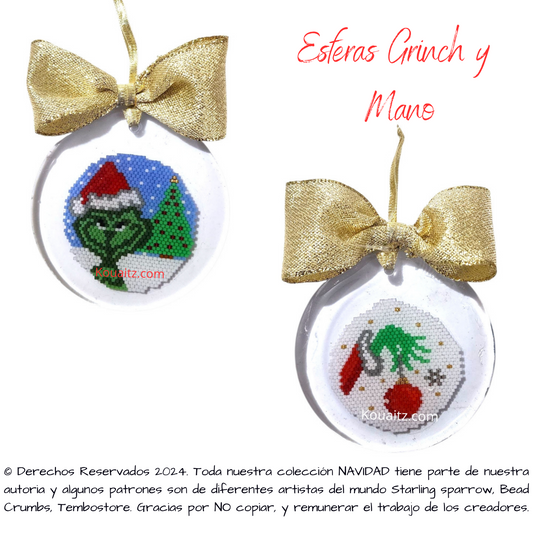 Esferas Navideñas Artesanales  Grinch con Delica Miyuki encapsulada en resina | Koua Itz 🎁