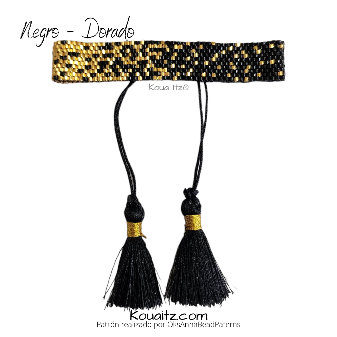 Brazalete Negro dorado Miyuki Artesanal