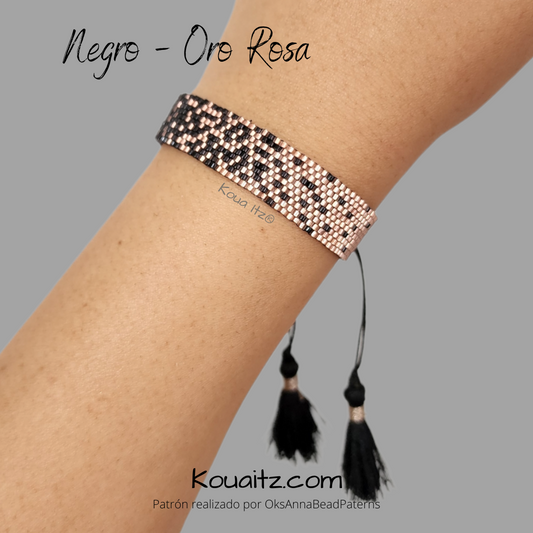 Brazalete Negro oro rosa Miyuki Artesanal
