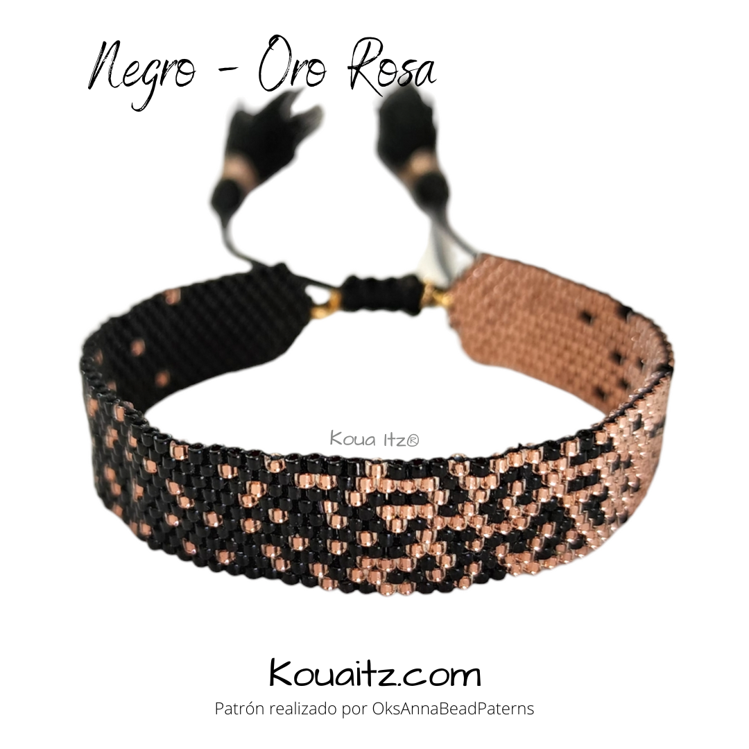 Brazalete Negro oro rosa Miyuki Artesanal