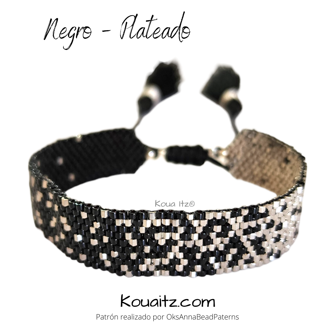 Brazalete Negro plateado Miyuki Artesanal