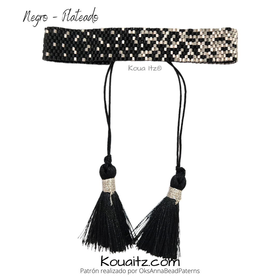 Brazalete Negro plateado Miyuki Artesanal