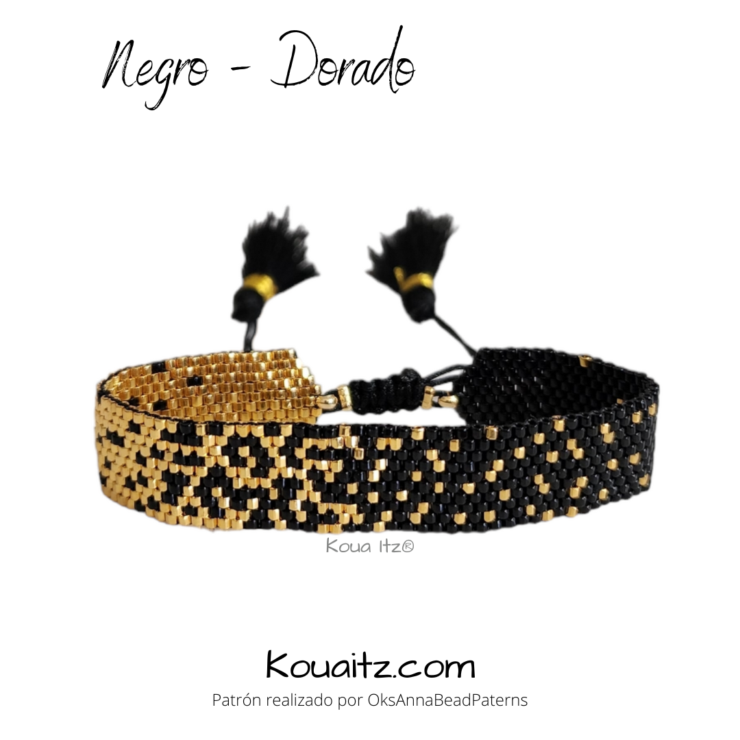 Brazalete Negro dorado Miyuki Artesanal